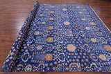Blue Turkish Oushak Hand Knotted Wool Rug - 9' 3" X 12' 2" - Golden Nile