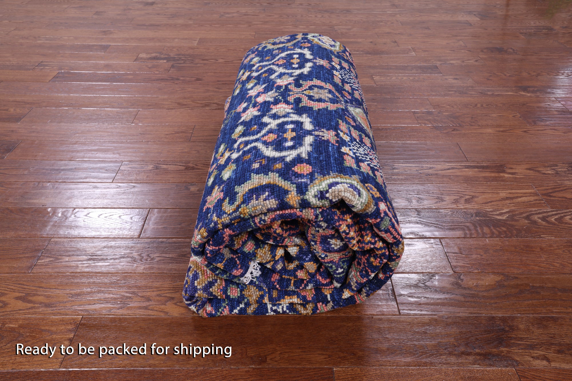 Blue Turkish Oushak Hand Knotted Wool Rug - 9' 3" X 12' 2" - Golden Nile
