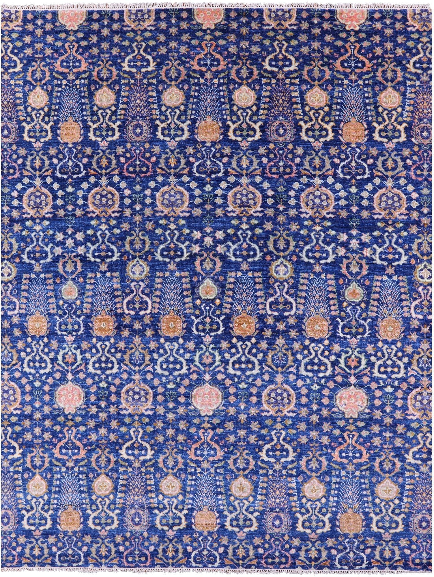 Blue Turkish Oushak Hand Knotted Wool Rug - 9' 3" X 12' 2" - Golden Nile