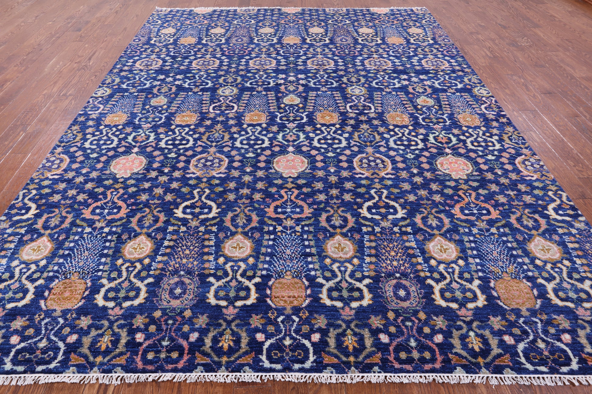 Blue Turkish Oushak Hand Knotted Wool Rug - 9' 3" X 12' 2" - Golden Nile