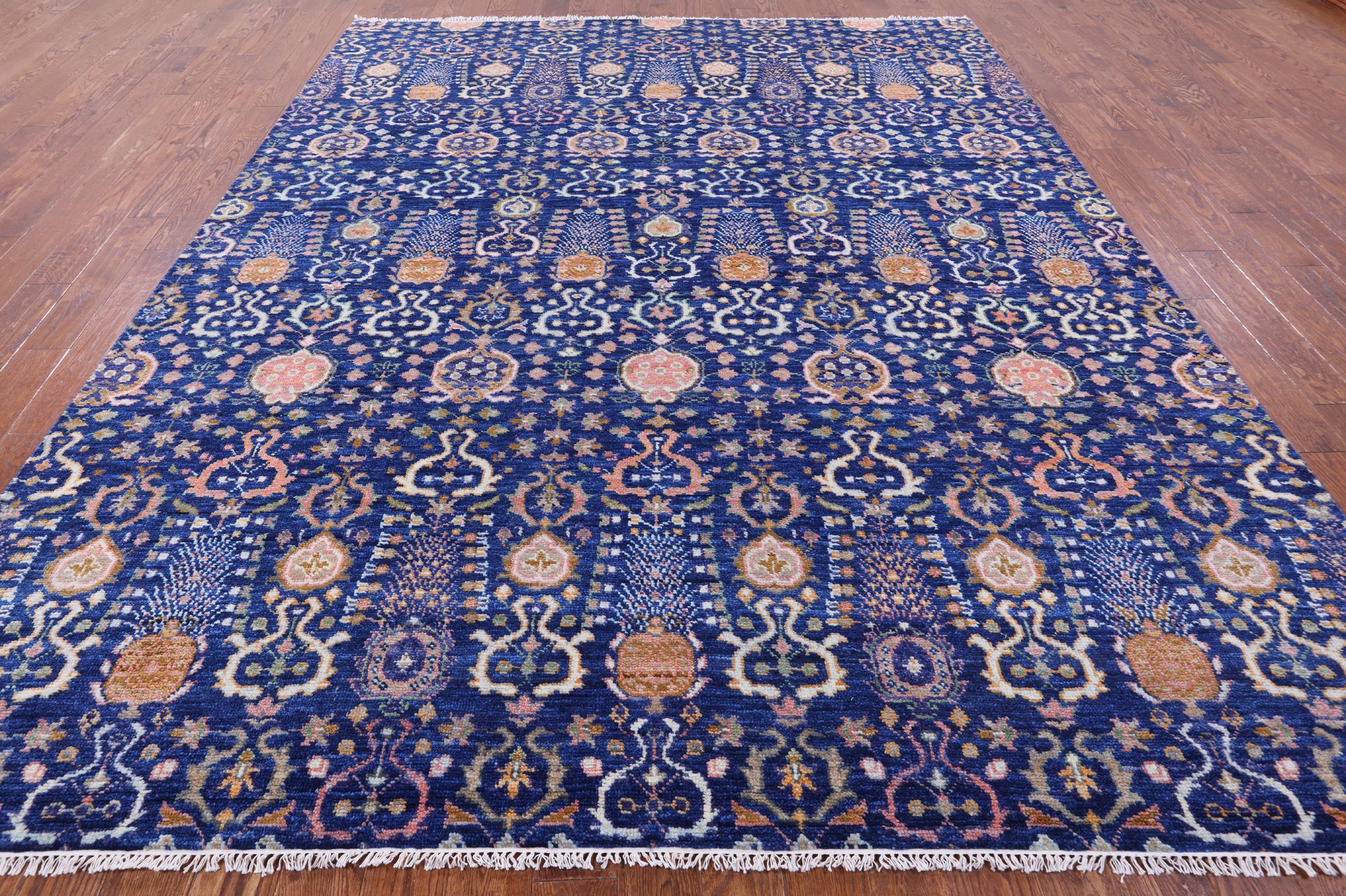 Blue Turkish Oushak Hand Knotted Wool Rug - 9' 3" X 12' 2" - Golden Nile