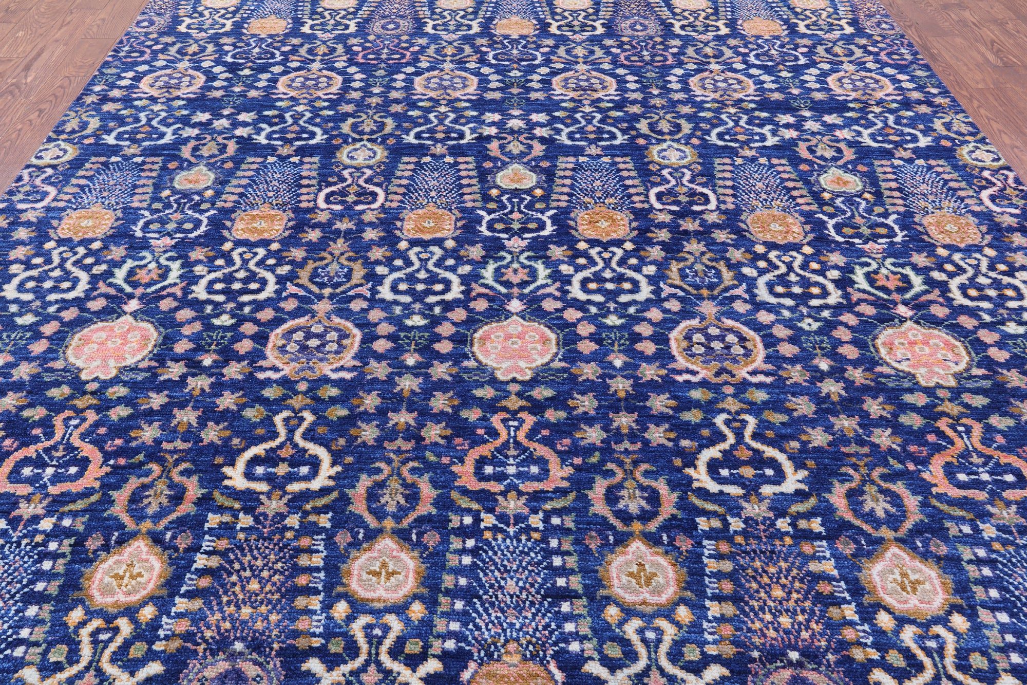 Blue Turkish Oushak Hand Knotted Wool Rug - 9' 3" X 12' 2" - Golden Nile
