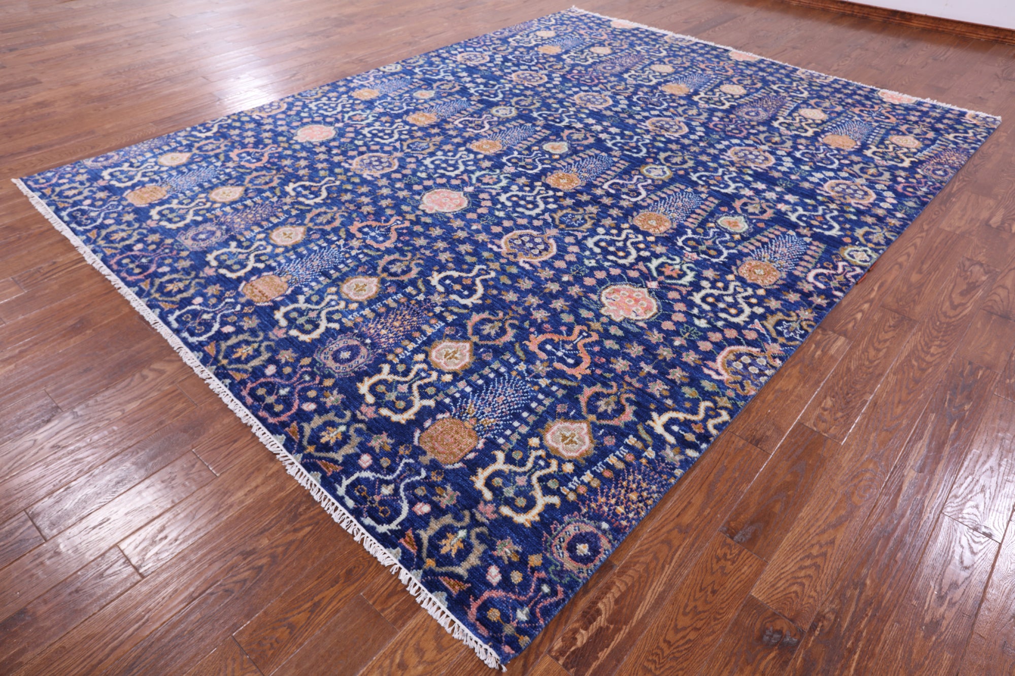 Blue Turkish Oushak Hand Knotted Wool Rug - 9' 3" X 12' 2" - Golden Nile