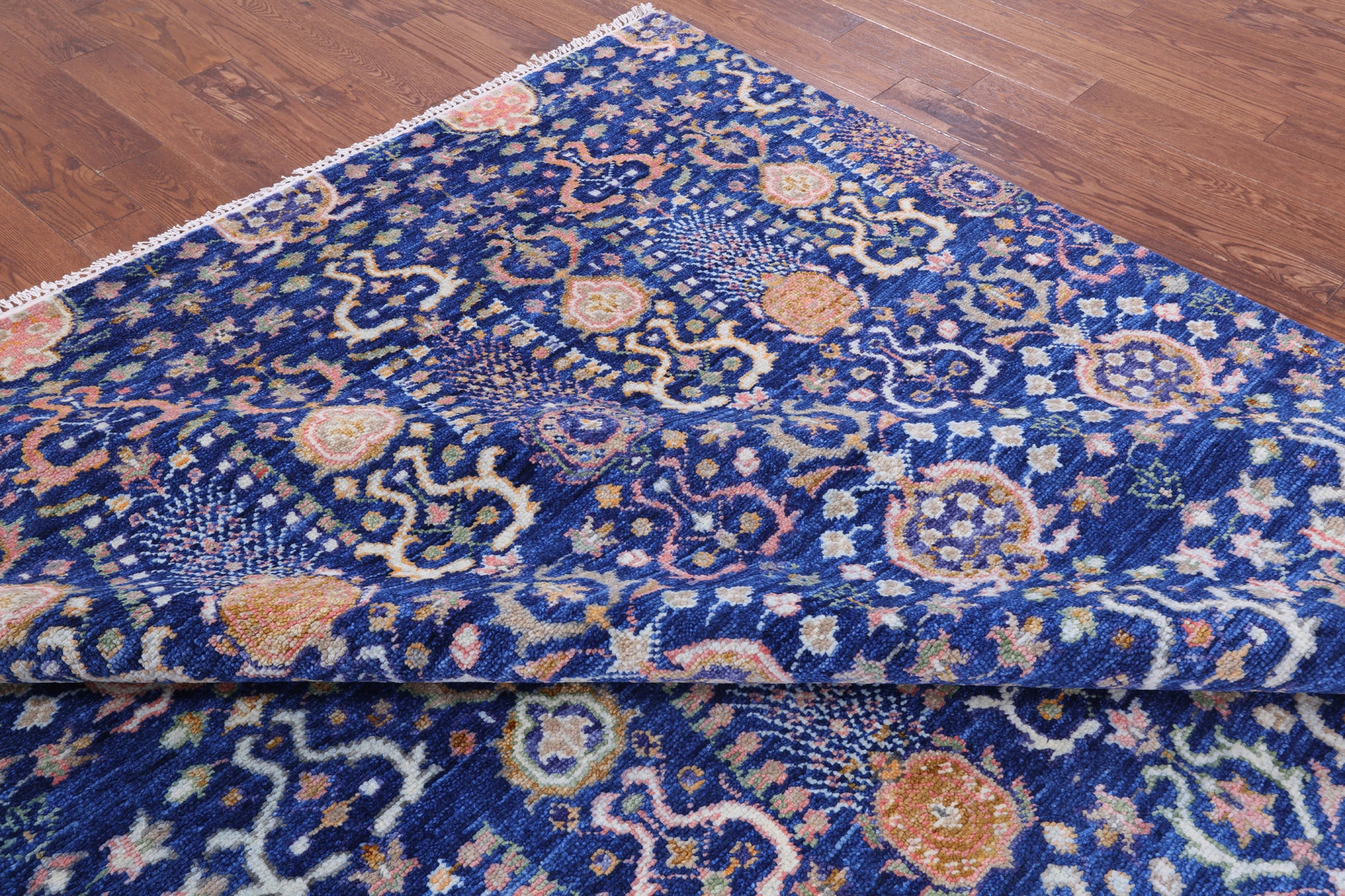 Blue Turkish Oushak Hand Knotted Wool Rug - 9' 3" X 12' 2" - Golden Nile