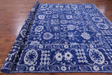Blue Turkish Oushak Hand Knotted Wool Rug - 9' 3" X 11' 11" - Golden Nile