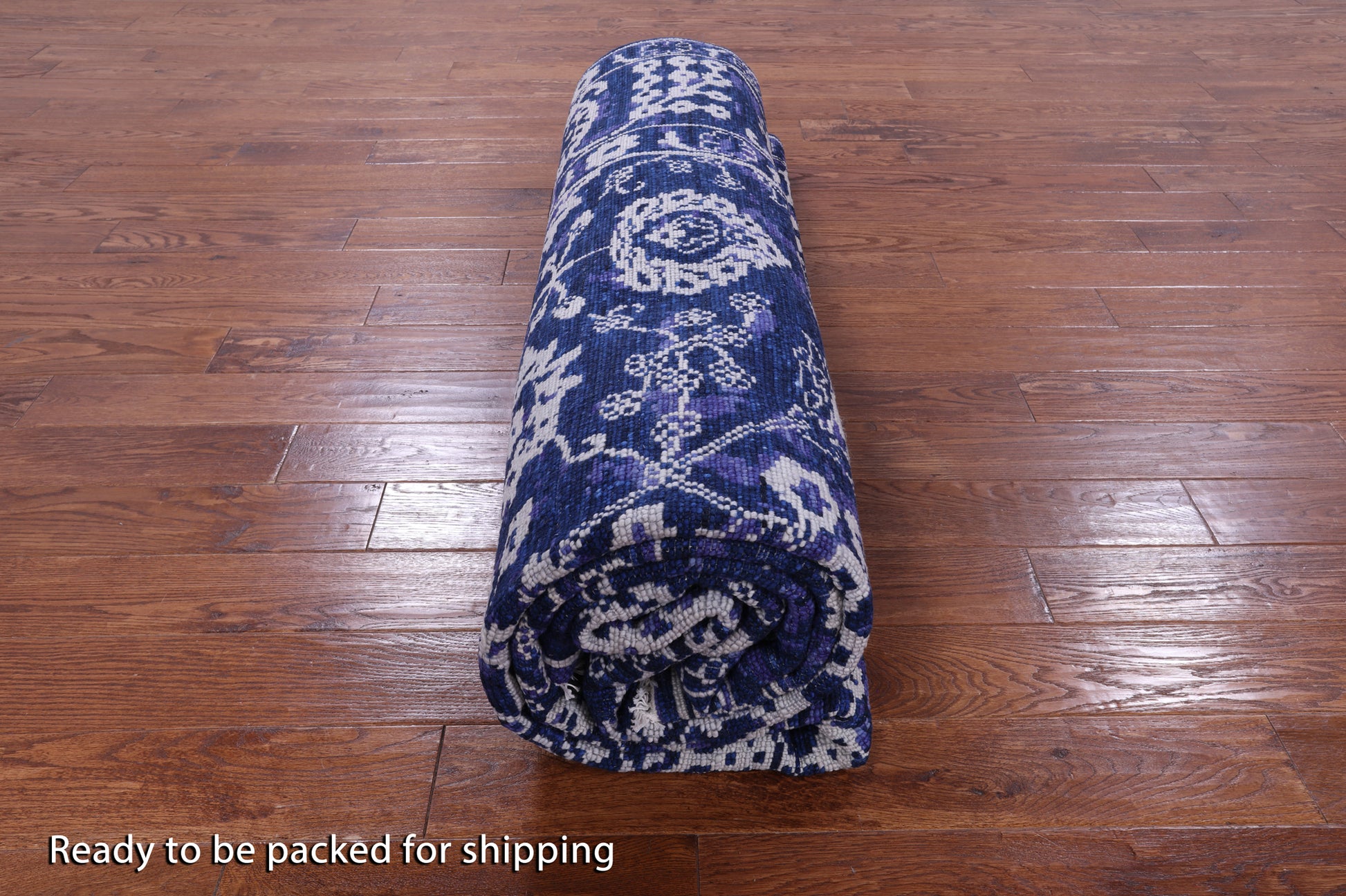 Blue Turkish Oushak Hand Knotted Wool Rug - 9' 3" X 11' 11" - Golden Nile