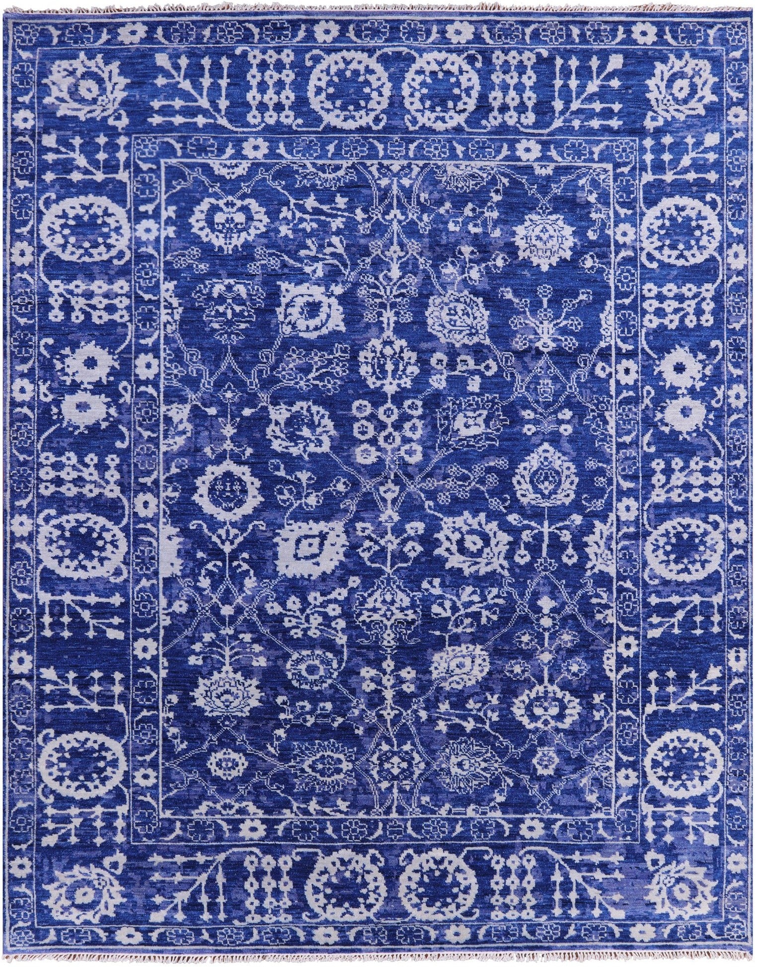Blue Turkish Oushak Hand Knotted Wool Rug - 9' 3" X 11' 11" - Golden Nile