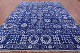 Blue Turkish Oushak Hand Knotted Wool Rug - 9' 3" X 11' 11" - Golden Nile