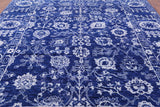 Blue Turkish Oushak Hand Knotted Wool Rug - 9' 3" X 11' 11" - Golden Nile