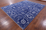Blue Turkish Oushak Hand Knotted Wool Rug - 9' 3" X 11' 11" - Golden Nile