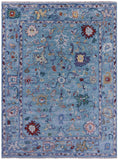 Blue Turkish Oushak Handmade Wool Rug - 9' 1" X 12' 2" - Golden Nile