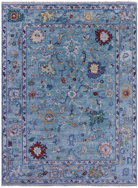 Blue Turkish Oushak Handmade Wool Rug - 9' 1" X 12' 2" - Golden Nile