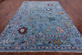 Blue Turkish Oushak Handmade Wool Rug - 9' 1" X 12' 2" - Golden Nile