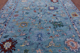 Blue Turkish Oushak Handmade Wool Rug - 9' 1" X 12' 2" - Golden Nile