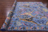 Blue Turkish Oushak Hand Knotted Wool Rug - 9' 2" X 12' 3" - Golden Nile