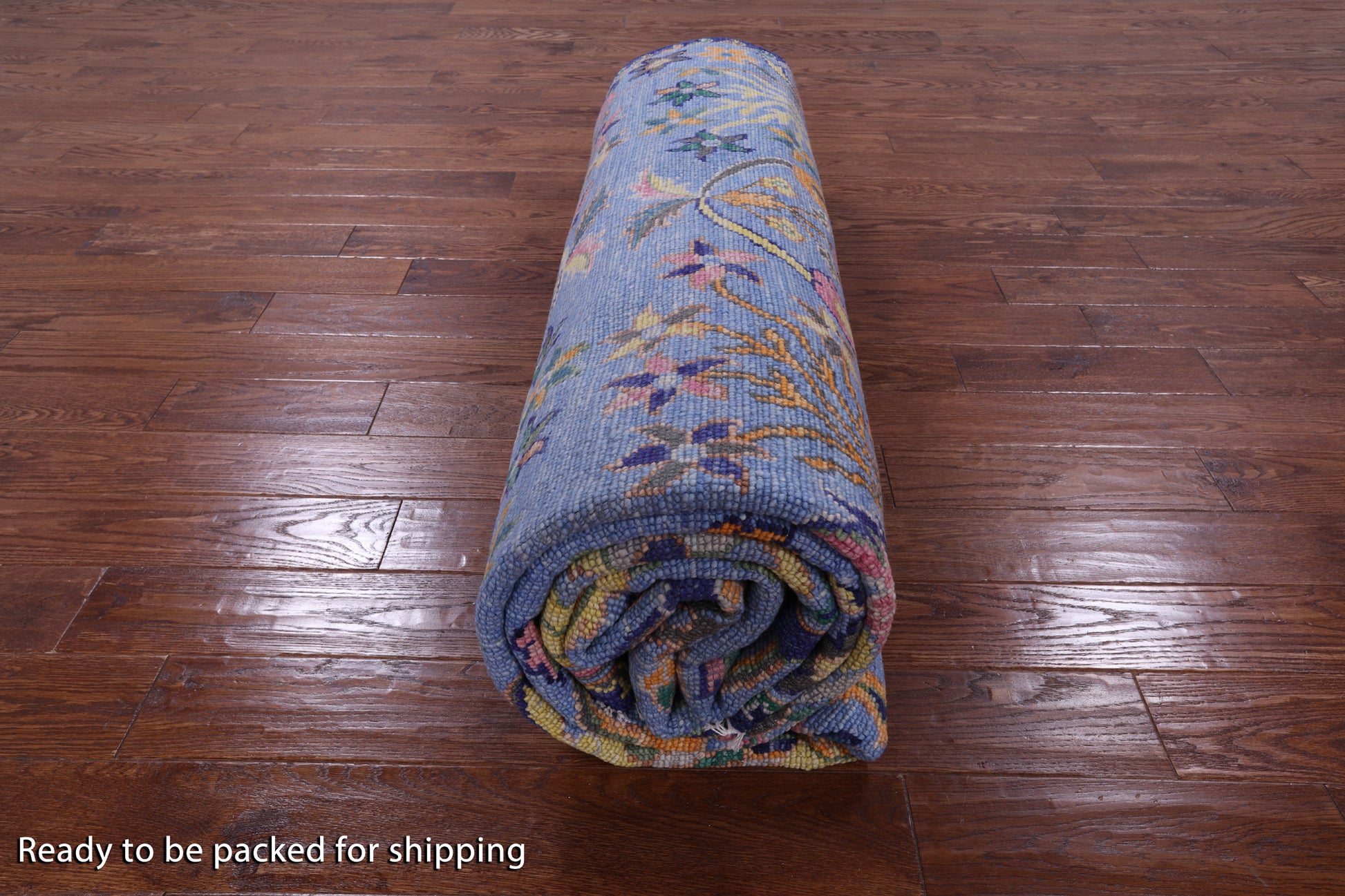 Blue Turkish Oushak Hand Knotted Wool Rug - 9' 2" X 12' 3" - Golden Nile