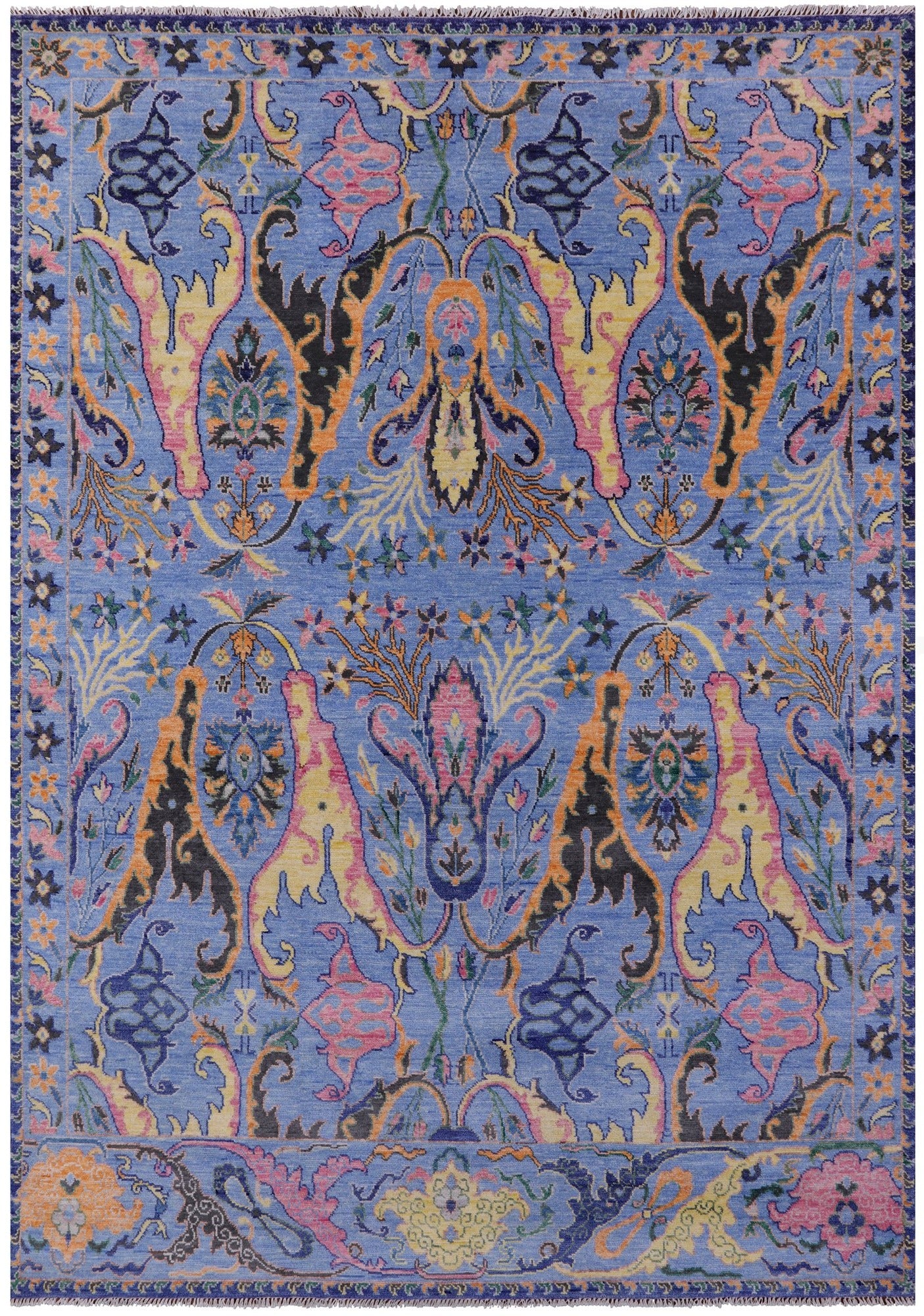 Blue Turkish Oushak Hand Knotted Wool Rug - 9' 2" X 12' 3" - Golden Nile
