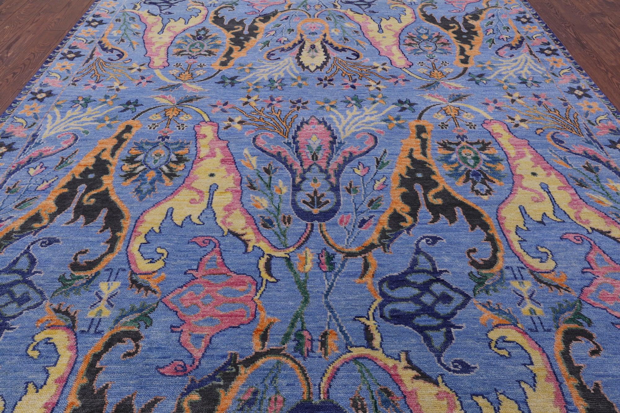 Blue Turkish Oushak Hand Knotted Wool Rug - 9' 2" X 12' 3" - Golden Nile
