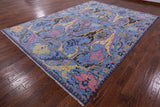 Blue Turkish Oushak Hand Knotted Wool Rug - 9' 2" X 12' 3" - Golden Nile