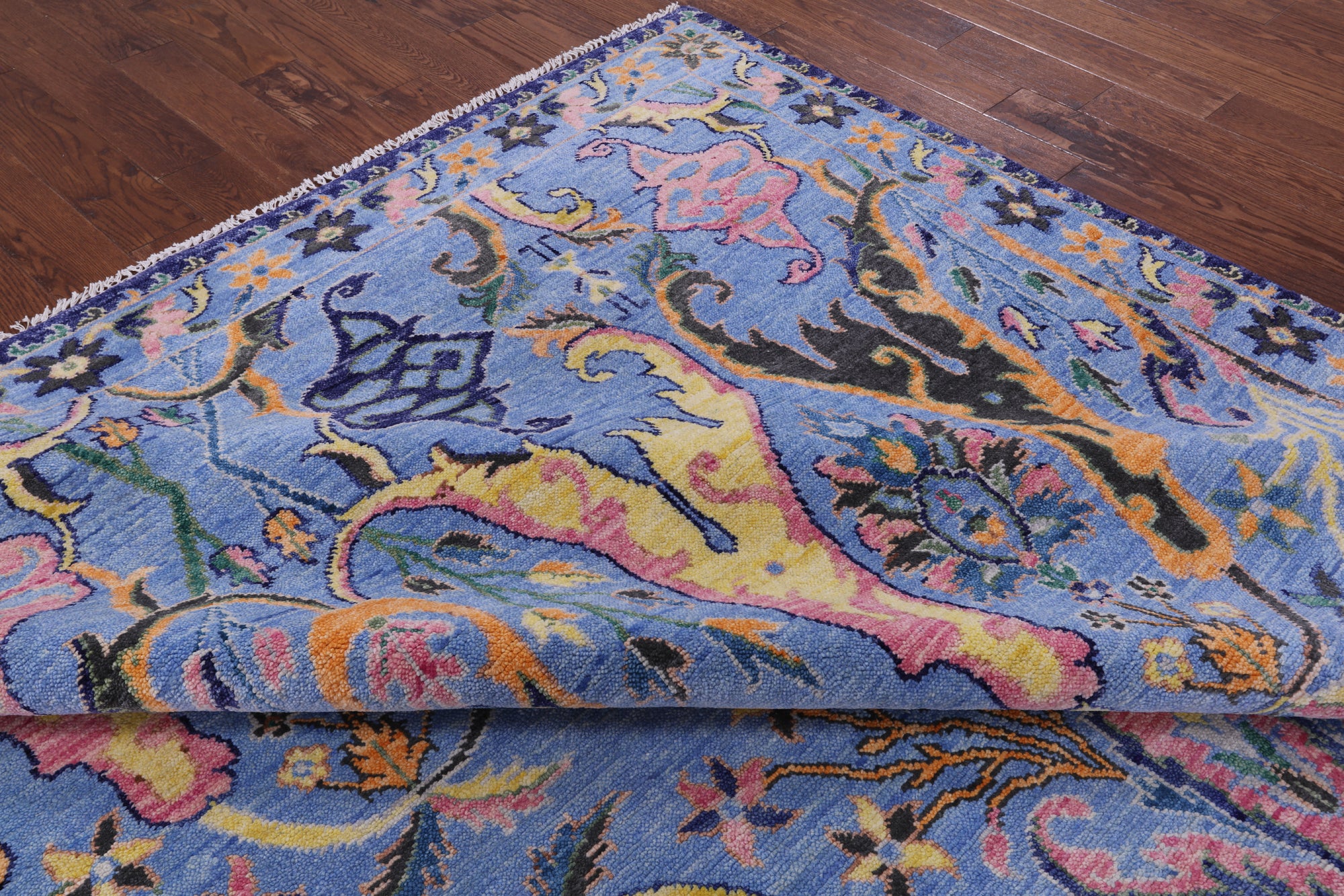 Blue Turkish Oushak Hand Knotted Wool Rug - 9' 2" X 12' 3" - Golden Nile