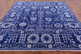 Blue Square Turkish Oushak Hand Knotted Wool Rug - 9' 3" X 9' 2" - Golden Nile