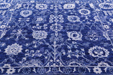 Blue Square Turkish Oushak Hand Knotted Wool Rug - 9' 3" X 9' 2" - Golden Nile