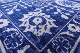 Blue Square Turkish Oushak Hand Knotted Wool Rug - 9' 3" X 9' 2" - Golden Nile