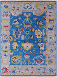 Blue Turkish Oushak Hand Knotted Wool Rug - 9' 2" X 12' 3" - Golden Nile