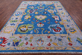 Blue Turkish Oushak Hand Knotted Wool Rug - 9' 2" X 12' 3" - Golden Nile