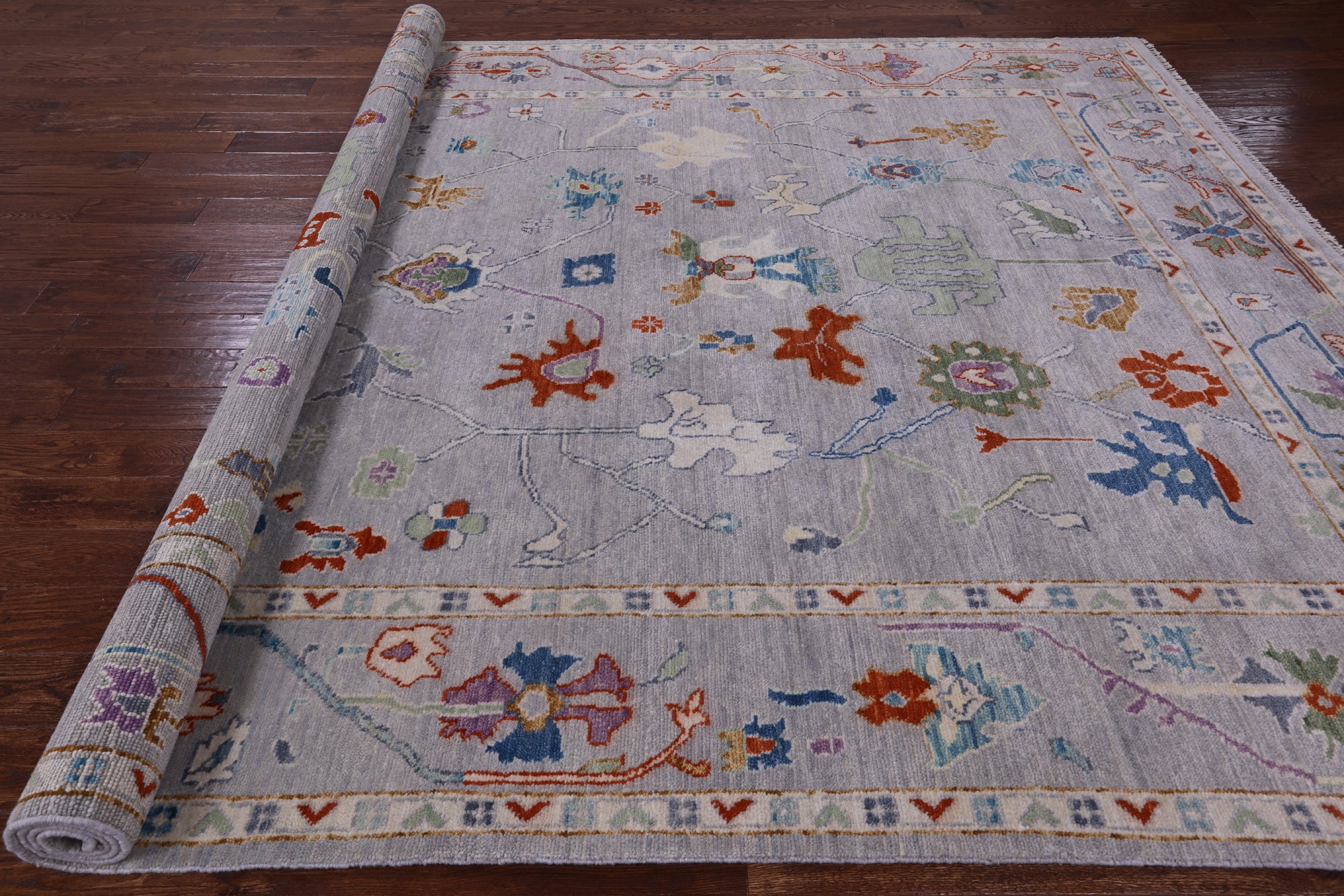 Grey Turkish Oushak Handmade Wool Rug - 9' 2" X 12' 1" - Golden Nile