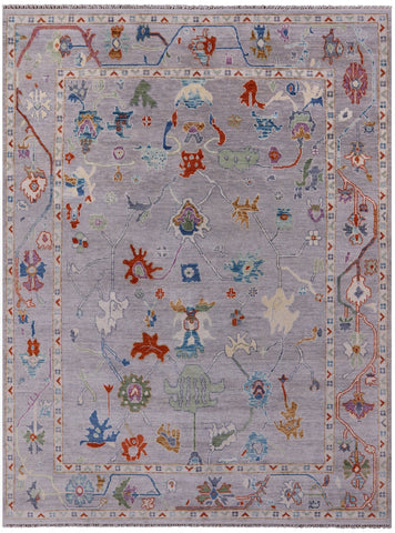 Grey Turkish Oushak Handmade Wool Rug - 9' 2
