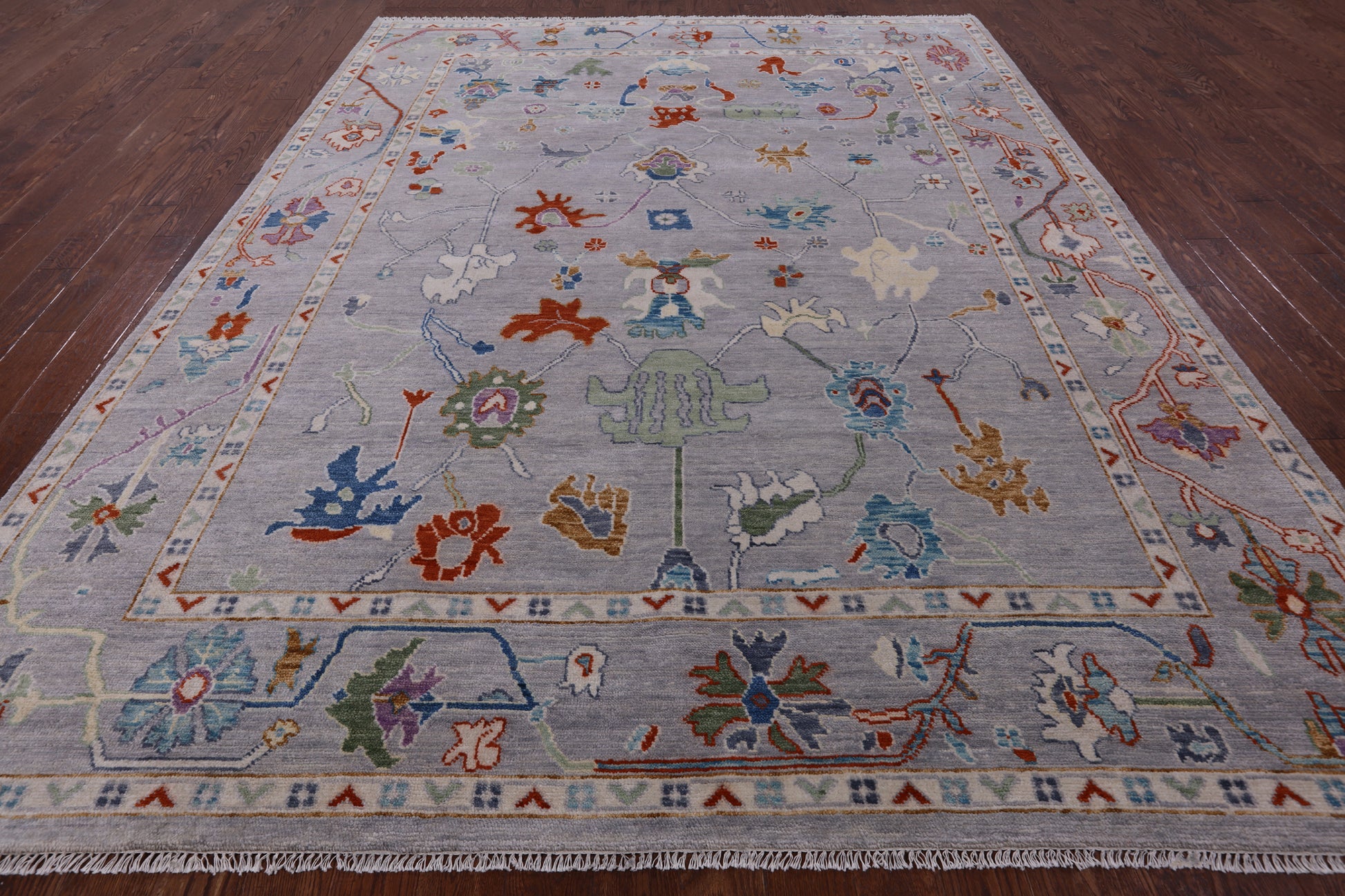 Grey Turkish Oushak Handmade Wool Rug - 9' 2" X 12' 1" - Golden Nile