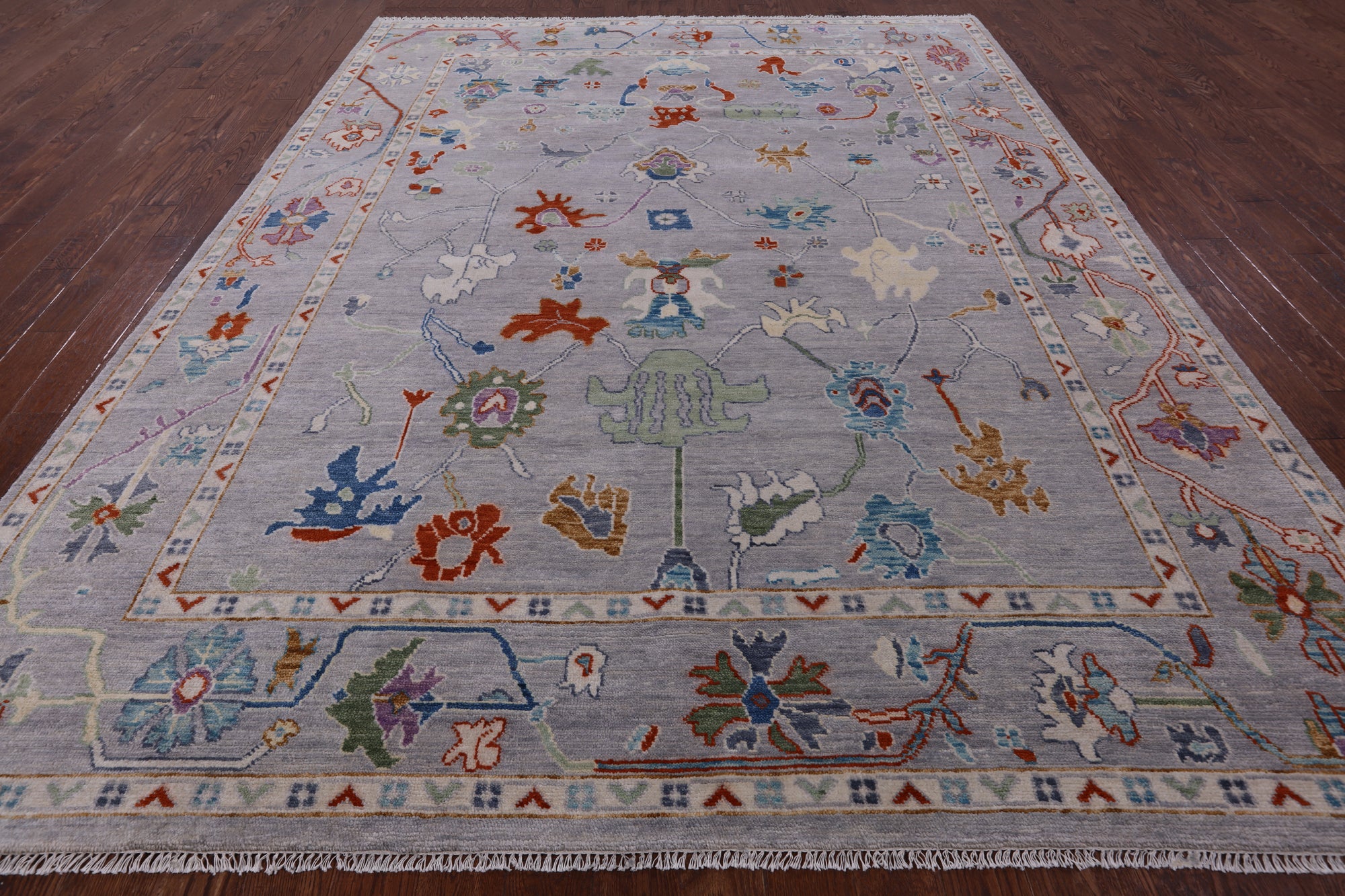 Grey Turkish Oushak Handmade Wool Rug - 9' 2" X 12' 1" - Golden Nile