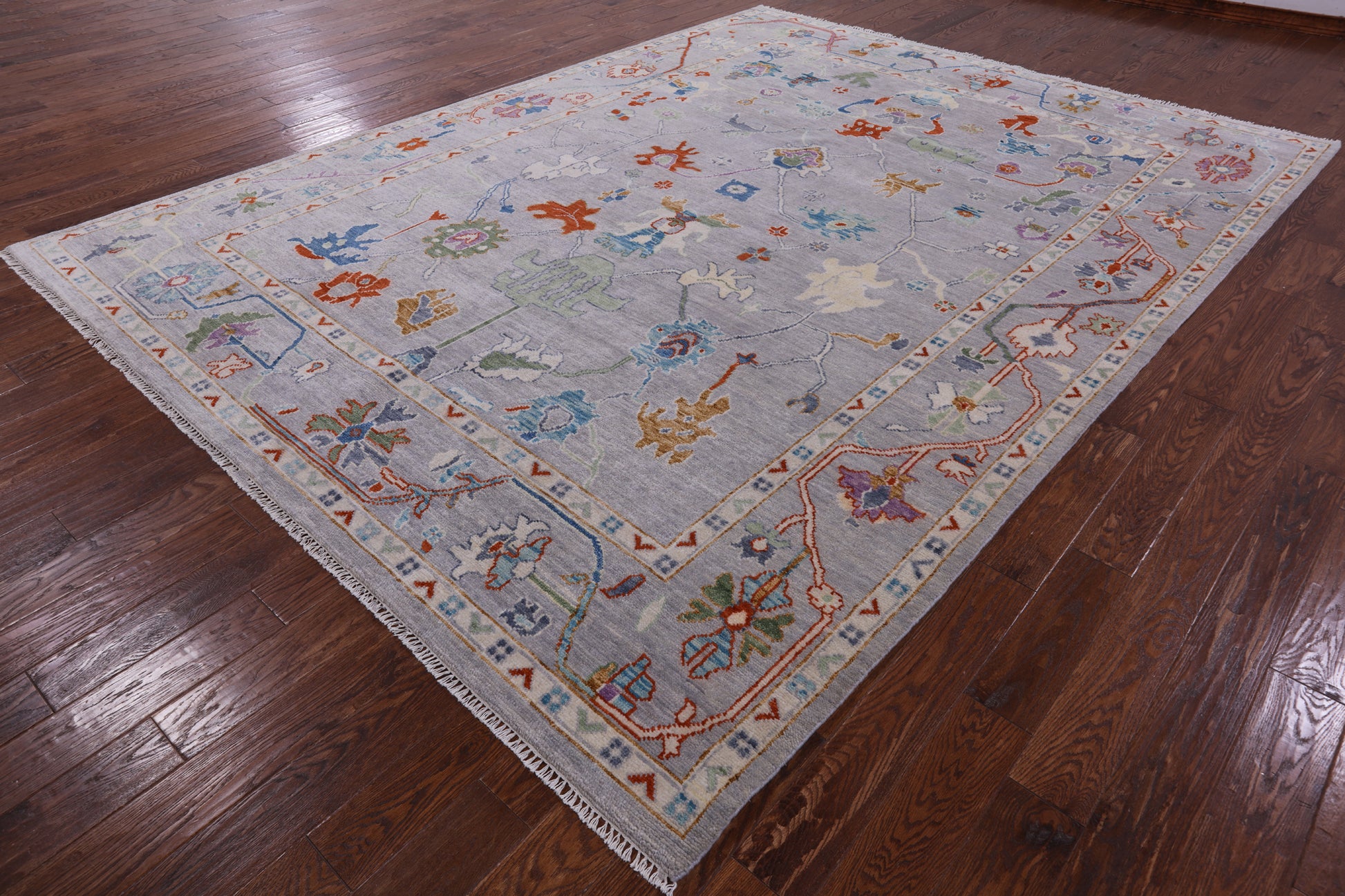 Grey Turkish Oushak Handmade Wool Rug - 9' 2" X 12' 1" - Golden Nile