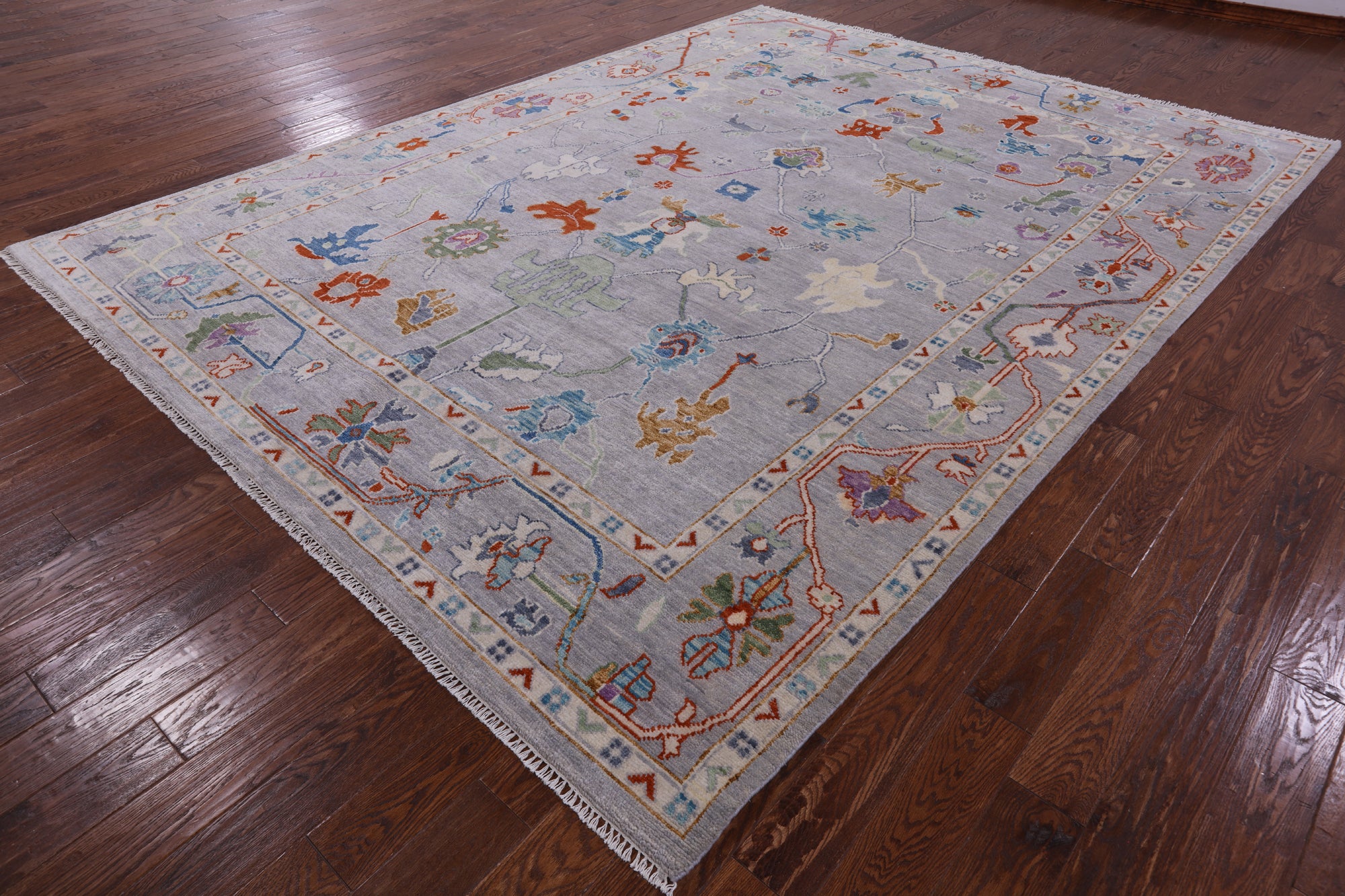 Grey Turkish Oushak Handmade Wool Rug - 9' 2" X 12' 1" - Golden Nile