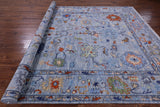 Blue Turkish Oushak Handmade Wool Rug - 9' 1" X 12' 3" - Golden Nile