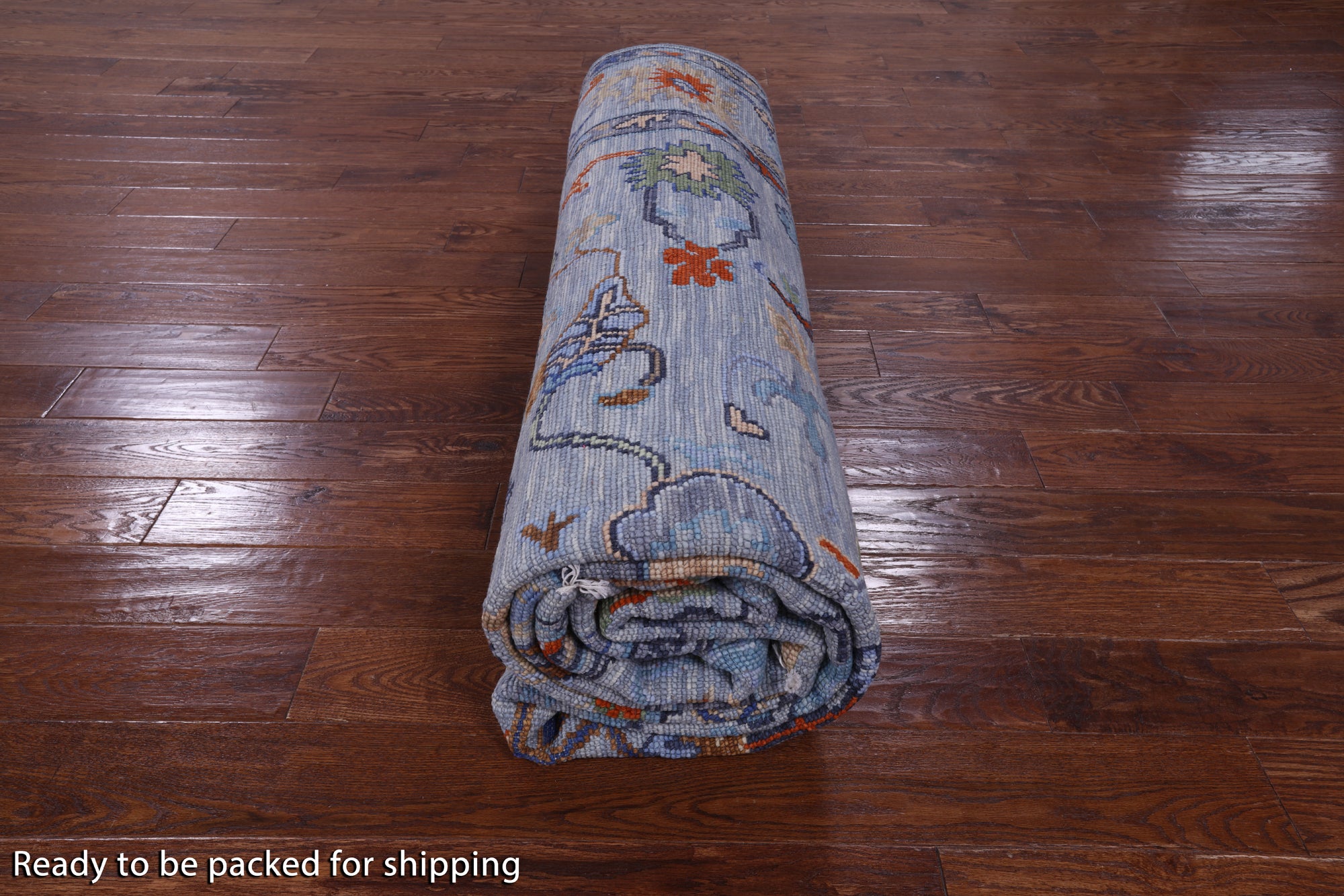 Blue Turkish Oushak Handmade Wool Rug - 9' 1" X 12' 3" - Golden Nile