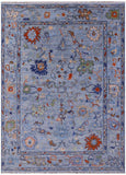 Blue Turkish Oushak Handmade Wool Rug - 9' 1" X 12' 3" - Golden Nile
