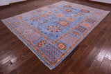 Blue Turkish Oushak Hand Knotted Wool Rug - 9' 3" X 12' 3" - Golden Nile