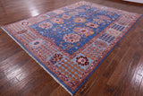 Blue Turkish Oushak Handmade Wool Rug - 9' 1" X 12' 3" - Golden Nile