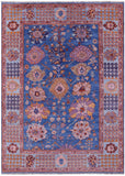 Blue Turkish Oushak Handmade Wool Rug - 9' 1" X 12' 3" - Golden Nile