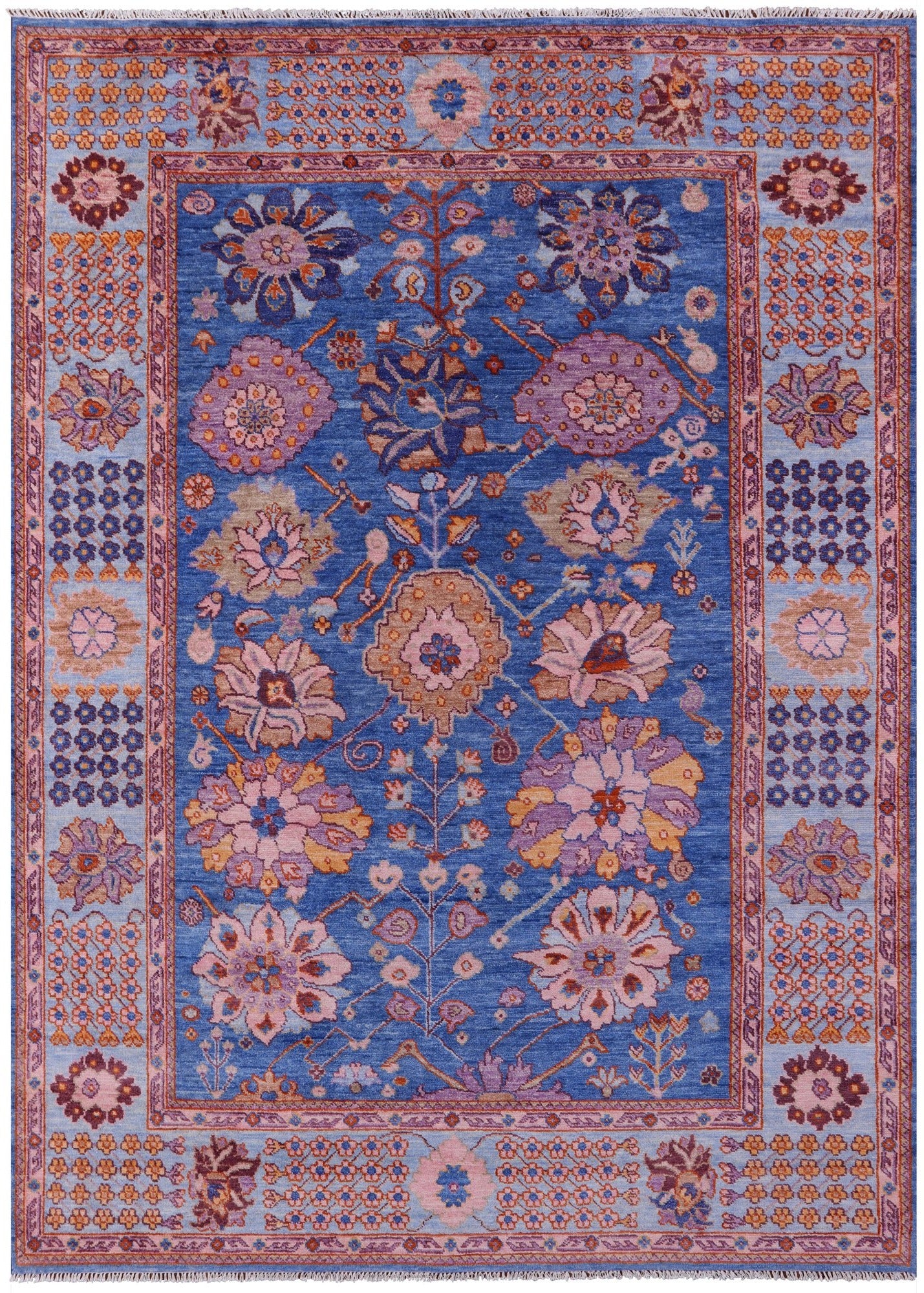 Blue Turkish Oushak Handmade Wool Rug - 9' 1" X 12' 3" - Golden Nile
