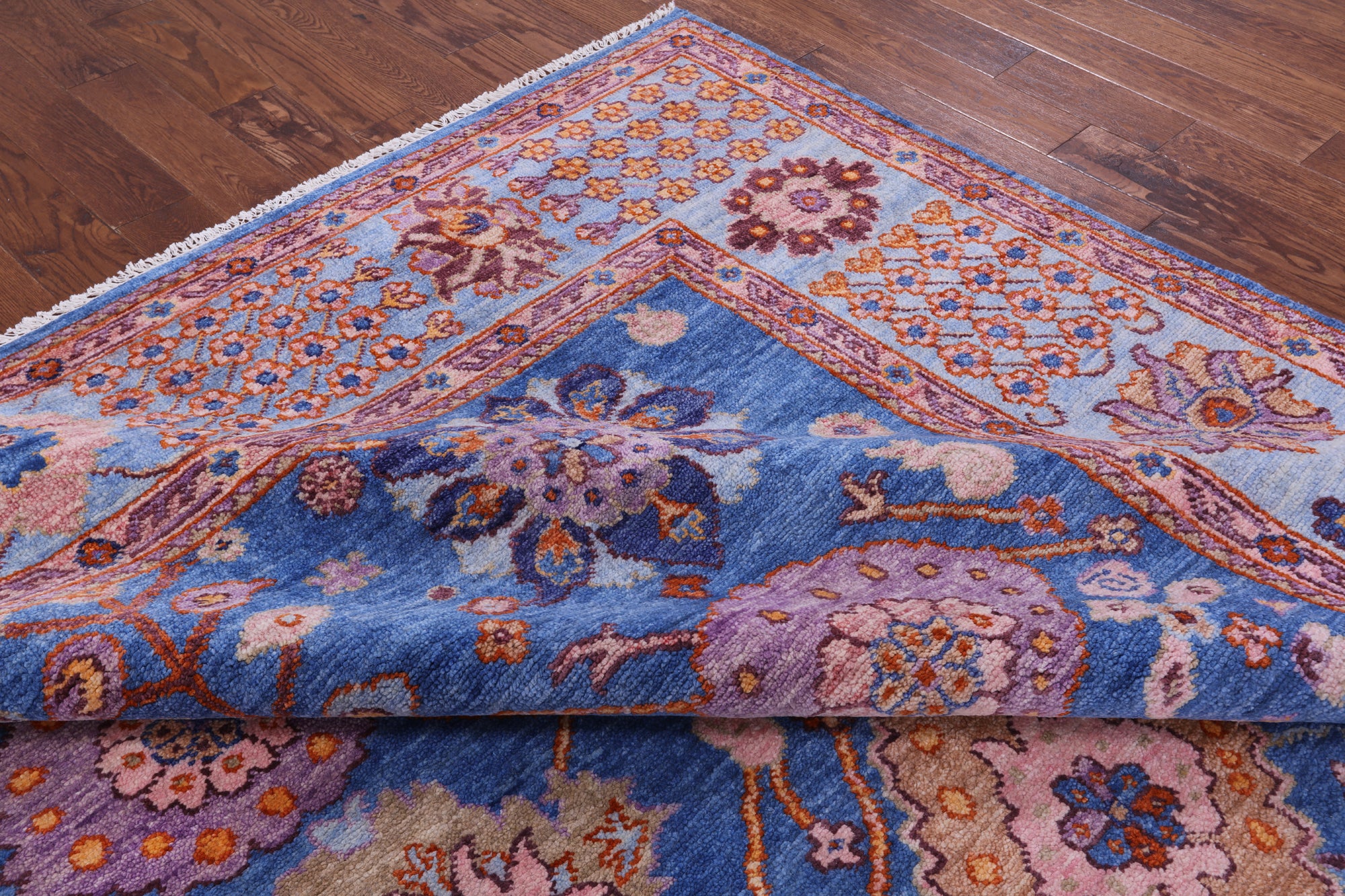 Blue Turkish Oushak Handmade Wool Rug - 9' 1" X 12' 3" - Golden Nile
