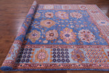 Blue Turkish Oushak Handmade Wool Rug - 9' 1" X 12' 3" - Golden Nile