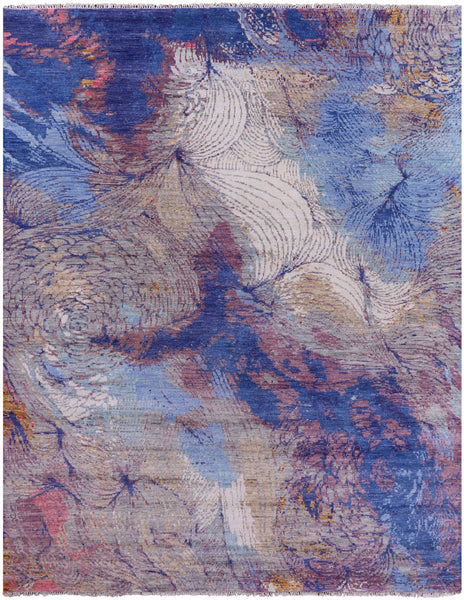 Abstract Contemporary Handmade Wool Rug - 9' 3" X 11' 11" - Golden Nile