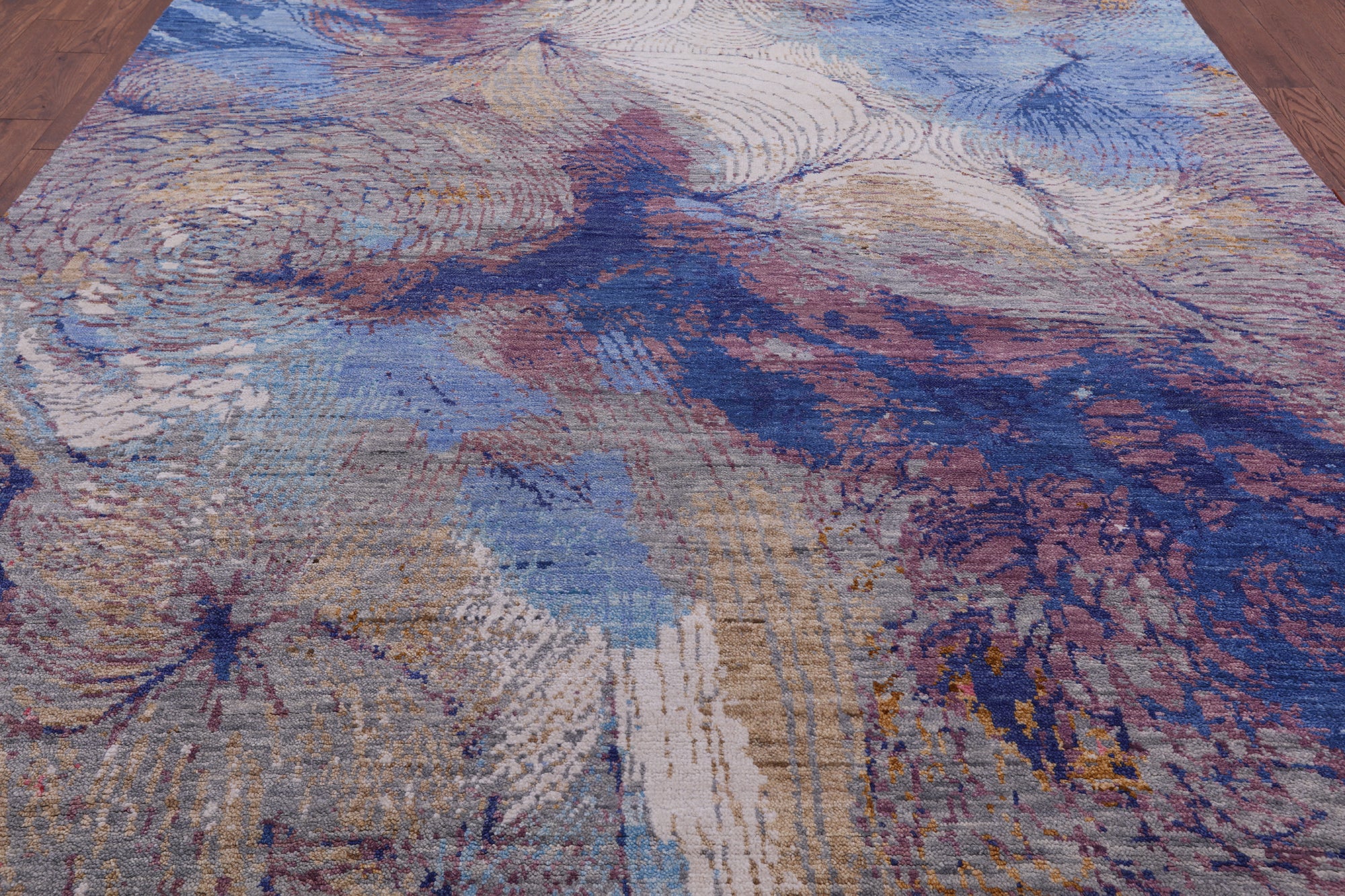 Abstract Contemporary Handmade Wool Rug - 9' 3" X 11' 11" - Golden Nile