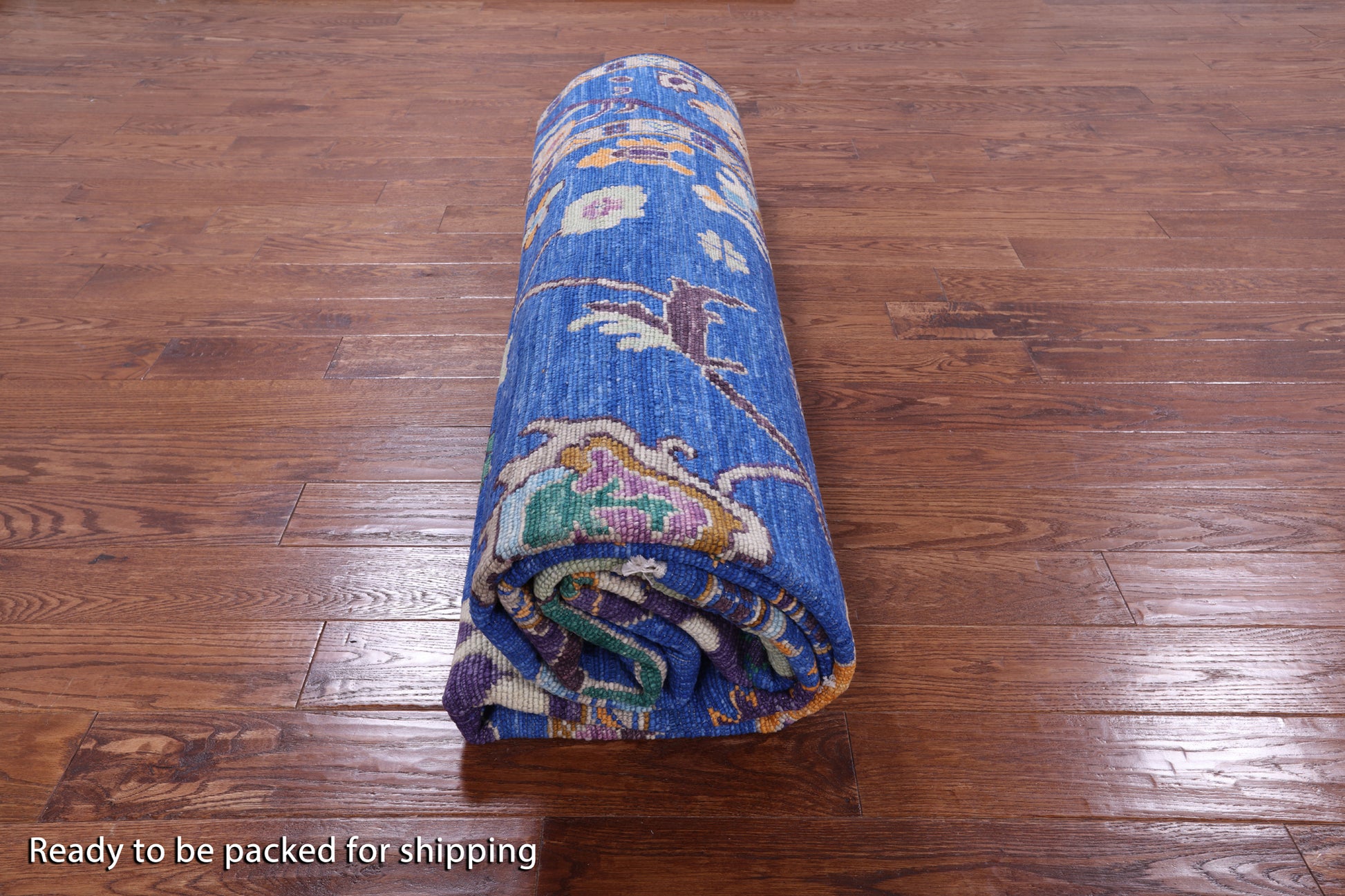 Blue Turkish Oushak Hand Knotted Wool Rug - 9' 3" X 12' 2" - Golden Nile