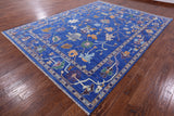 Blue Turkish Oushak Hand Knotted Wool Rug - 9' 3" X 12' 2" - Golden Nile