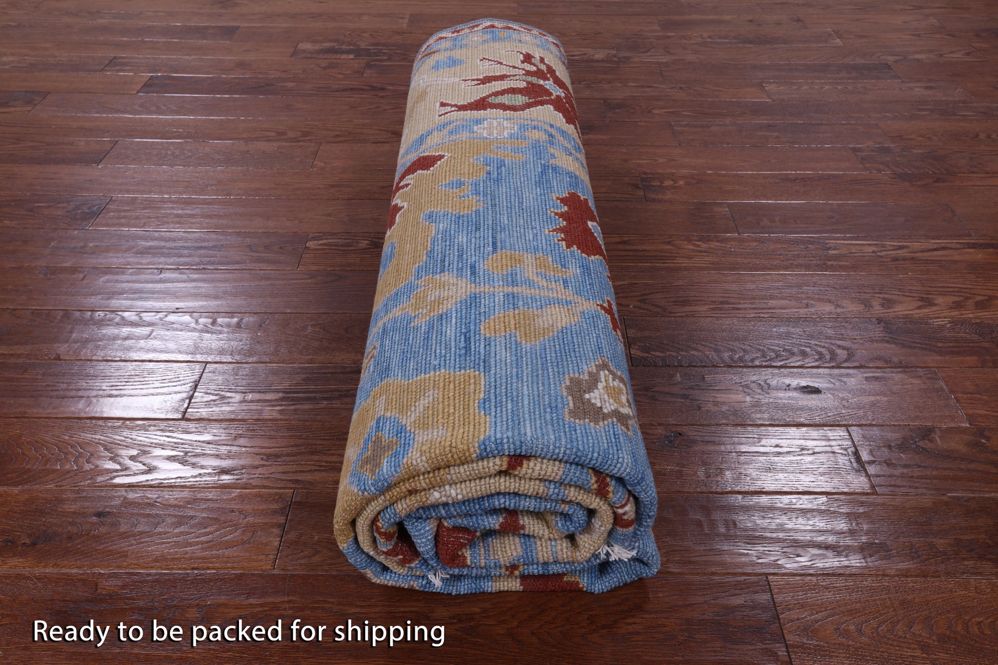 Blue Turkish Oushak Handmade Wool Rug - 8' 1" X 10' 1" - Golden Nile