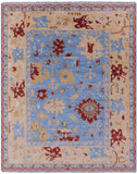 Blue Turkish Oushak Handmade Wool Rug - 8' 1" X 10' 1" - Golden Nile